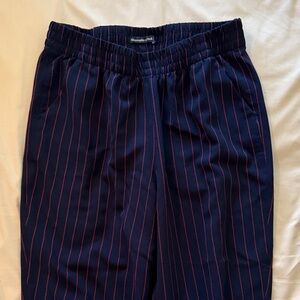 Abercrombie & Fitch Navy and Red Pin Striped Pants
